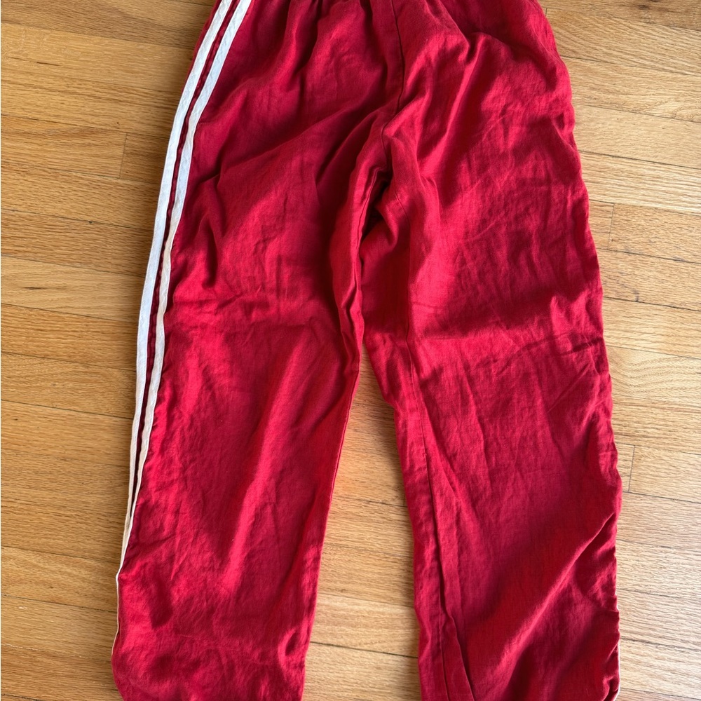 DONNI. x Revolve Linen Stripe Racer Pant in Bell Pepper NWOT XXS - Picture 3 of 5